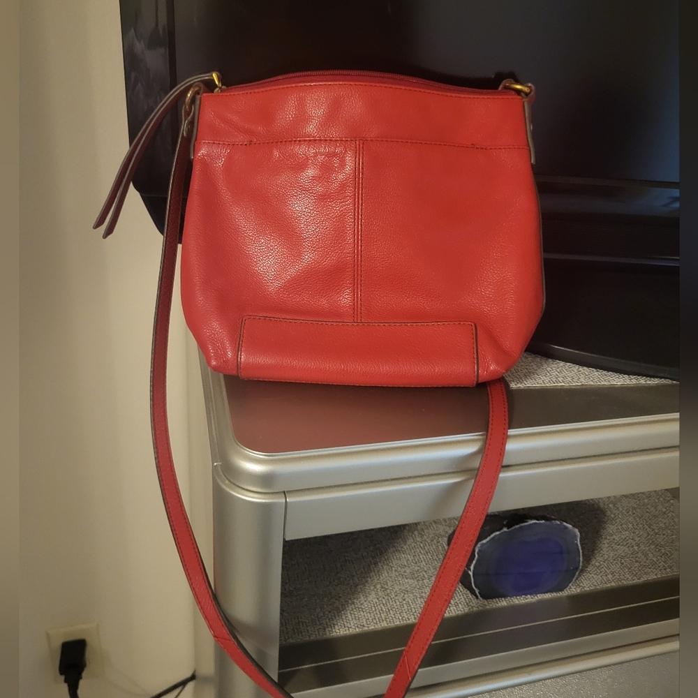Fossil Red Leather Crossbody